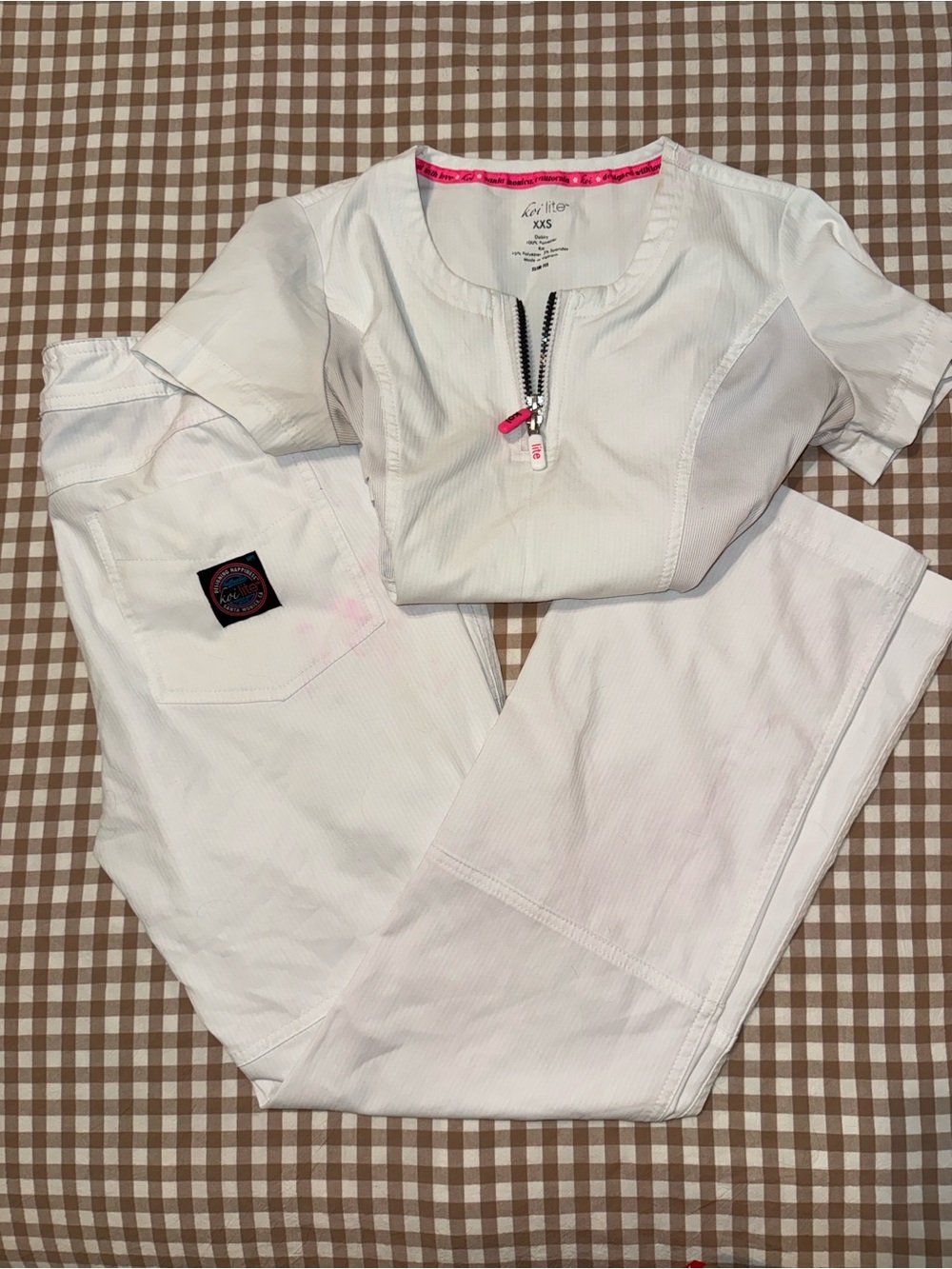 White Scrub Top & Pants Set